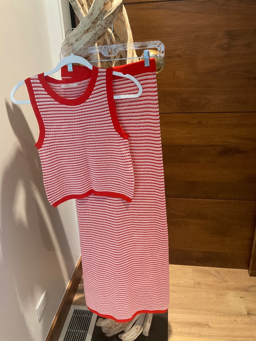 NWOT Olivaceous Red/White 2 pc. knit set